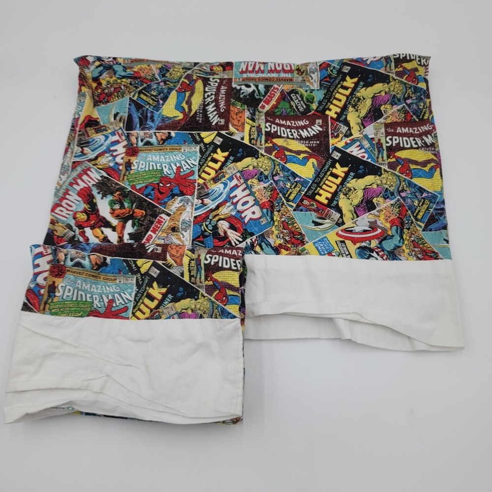 Marvel Comic Book Cover Pillowcases Set of 2 Spider-Man Iron Man Hulk Thor Kids